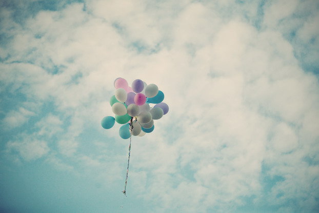 balloons in sky happy